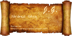 Járányi Géza névjegykártya